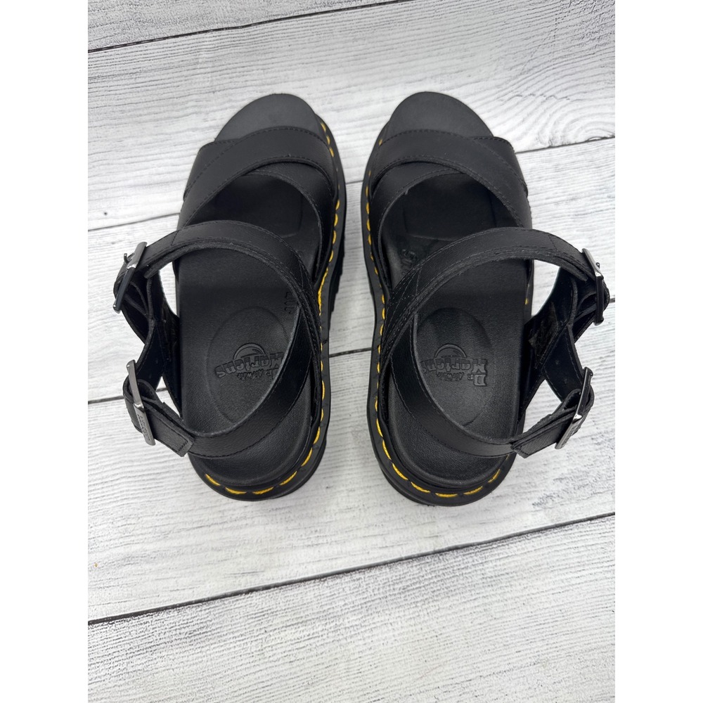 Dr. Martens Blaire Black Leather Platform Sandals Adjustable Buckle Straps‎ - Picture 2 of 6